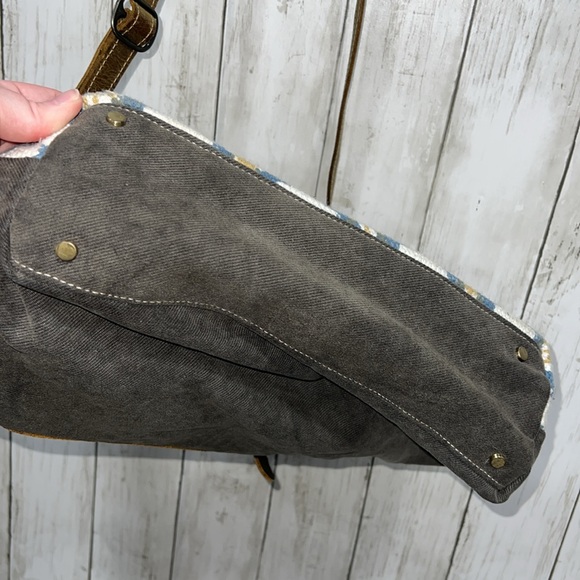 Myra Bounce Back Shoulder Bag Aztec Cheetah Leopard Print USED Brown Blue - Picture 4 of 7